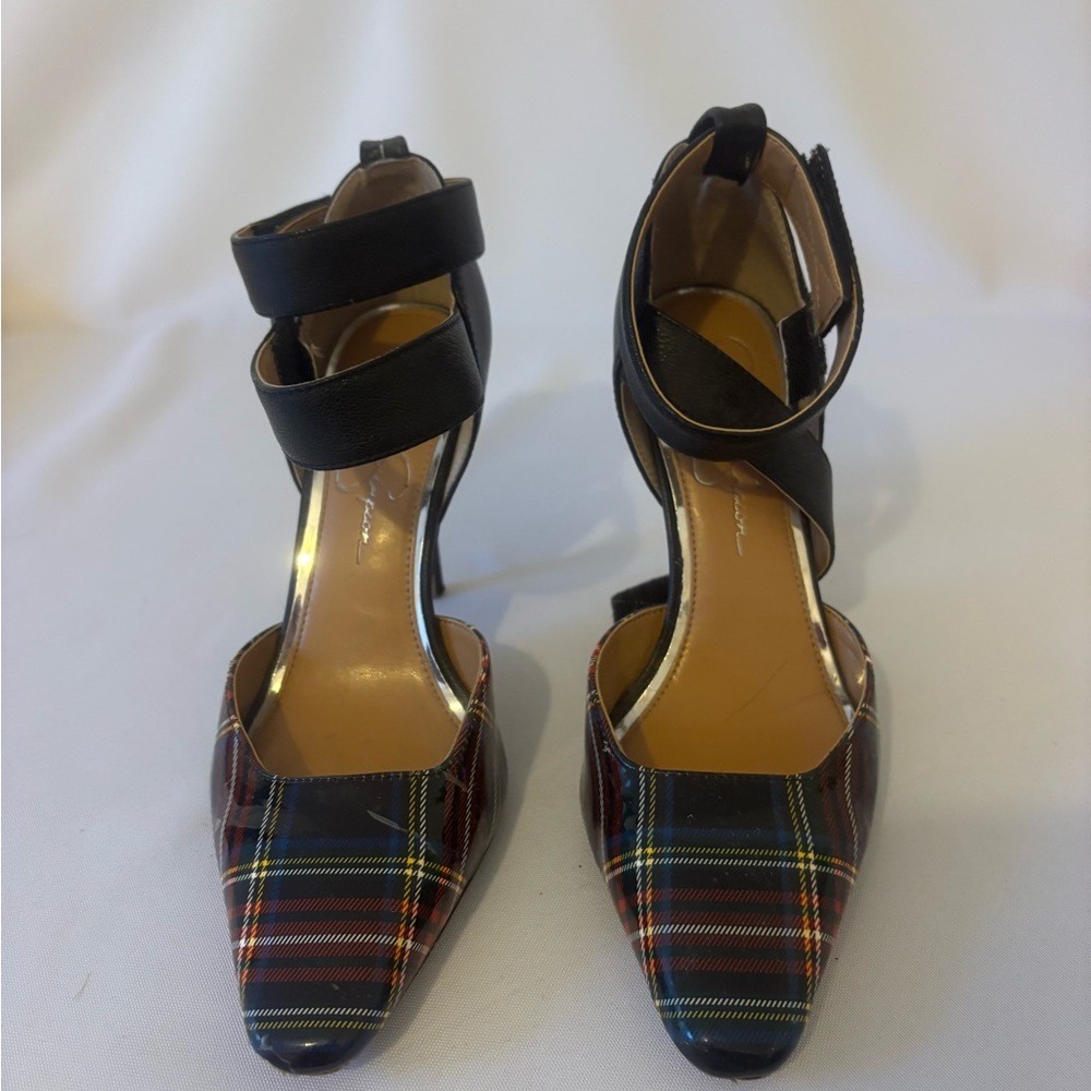 Jessica Simpson Plaid and Black Heels
